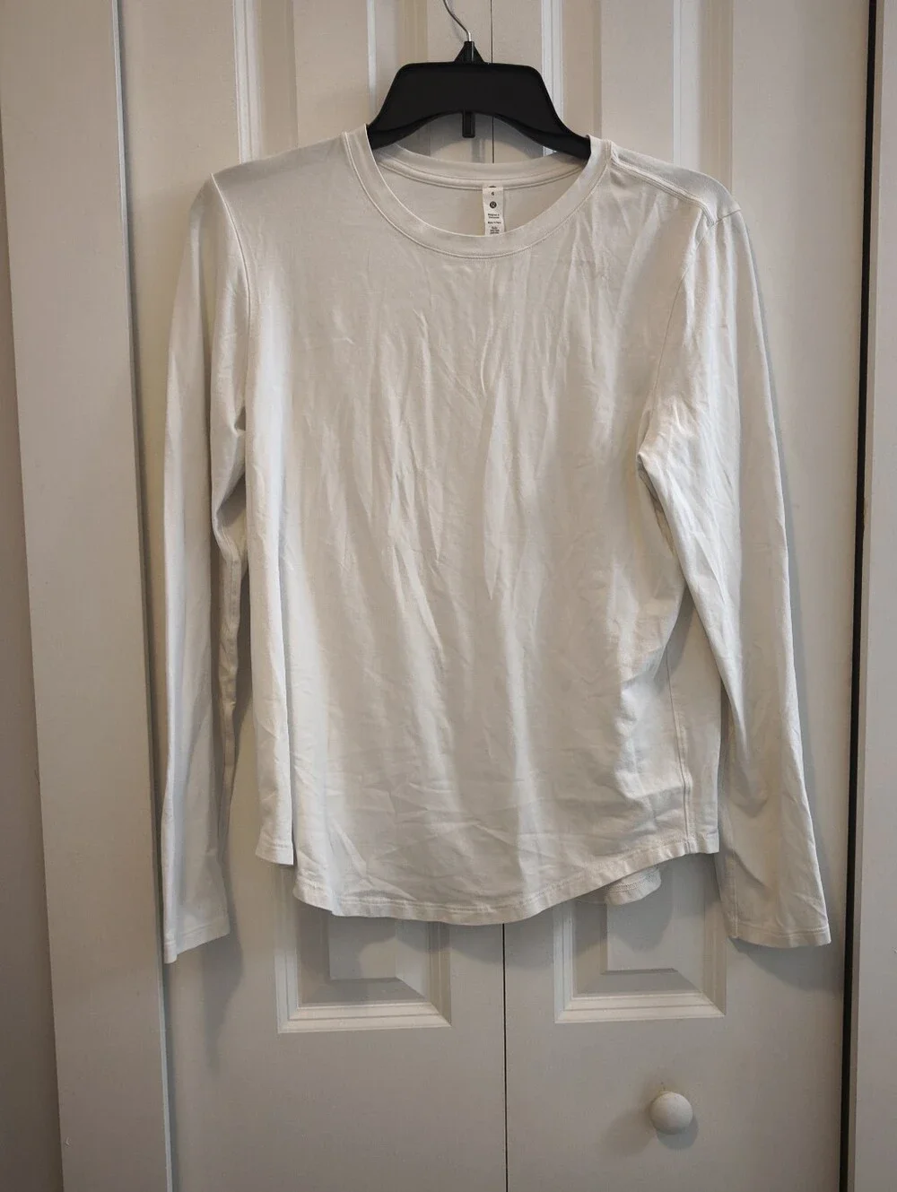Lululemon Classic Long-Sleeve Shirt White Crewneck Size 6
